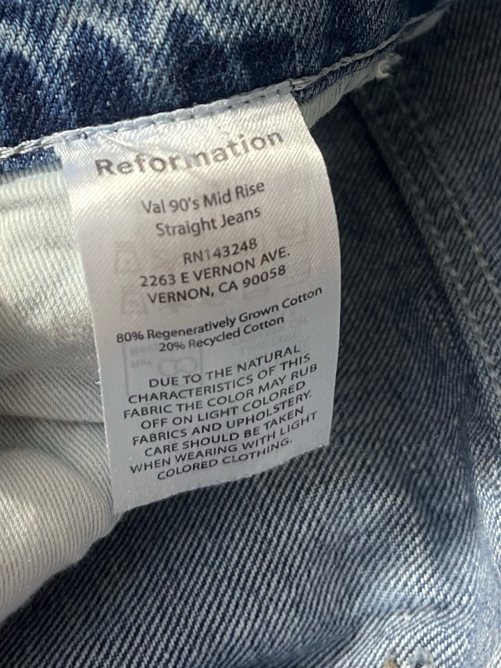 Reformation Women’s Val 90s Mid Rise Straight Jeans Core- Colorado 23 - Picture 12 of 15